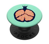 Granada Retro Plump Fruta Tropical - Naranja Azul Oscuro PopSockets PopGrip Adhesivo