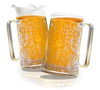 Granatan Juego de 2 tazas de cerveza Frozen para congelador, transparentes de doble pared, con asas, 16 onzas