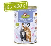 GranataPet Delicatessen Atún y Pato Comida Húmeda para Gatos Gourmets, Sin Cereales y Sin Azúcares Aditivos, 6 x 400 g