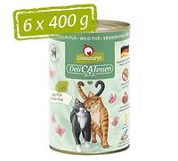 GranataPet Delicatessen Wild Pur, Comida húmeda para Gatos, pienso sin Cereales y sin azúcares, Comida para Gatos con Alto Contenido de Carne y aceites, 6 x 400 g