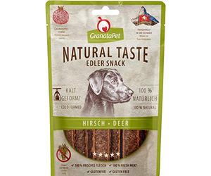 GranataPet Natural Taste Edeller Snack Ciervo, Bocadillos para Perros sin Cereales y sin aditivos de azúcar, recompensa por el Medio, Sabroso Bocadillo para Perros, 90 g