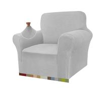 Granbest Funda de sofá de alta elasticidad, moderna funda de sofá de jacquard elástica para salón, protector para perros y mascotas, 1 plaza, gris plateado