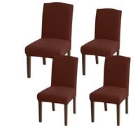 Granbest Fundas de silla de alta elasticidad, fundas universales de jacquard para sillas de comedor, protectores de silla extraíbles para comedor, cocina, restaurante y hotel (juego de 4, marrón)