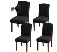 Granbest Fundas de silla de alta elasticidad, juego universal de fundas de silla de comedor de jacquard, protectores de silla extraíbles para comedor, cocina, restaurante y hotel (juego de 4, negro)