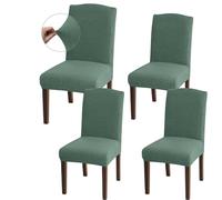 Granbest Fundas de silla de alta elasticidad, juego universal de fundas de silla de comedor de jacquard, protectores de silla extraíbles para comedor, cocina, restaurante y hotel (juego de 4, verde