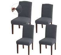Granbest Fundas para sillas de comedor de alta elasticidad, ajuste universal, de jacquard, extraíbles, para comedor, cocina, restaurante y hotel (juego de 4, gris)