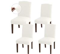 Granbest Fundas para sillas de comedor de alta elasticidad, ajuste universal, de jacquard, extraíbles, para comedor, cocina, restaurante y hotel (juego de 4, marfil)