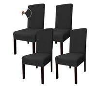 Granbest Fundas para sillas de comedor de alta elasticidad, ajuste universal, de jacquard, extraíbles, para comedor, cocina, restaurante y hotel (juego de 4, jacquard negro)