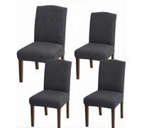 Granbest Fundas para sillas de comedor de alta elasticidad, ajuste universal, de jacquard, extraíbles, para comedor, cocina, restaurante y hotel (juego de 4, gris carbono)