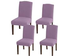 Granbest Fundas para sillas de comedor de gran estiramiento, ajuste universal Jacquard para sillas de comedor, protectores extraíbles para comedor, cocina, restaurante y hotel (juego de 4, morado)
