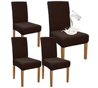 Granbest Juego de 4 Fundas Impermeables para sillas de Comedor de, elásticas, para Comedor, protección para sillas extraíbles, para Banquetes, Cocina, Fiestas (Juego de 4, Chocolate)
