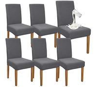 Granbest Juego de 6 Fundas para sillas de Comedor Impermeables, elásticas, para Comedor, protección de Silla extraíble para Cocina, Fiesta, Hotel (Juego de 6 Unidades, Gris Claro)