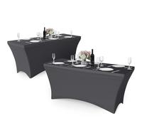 Granbest Pack de 2 manteles rectangulares de elastano ajustados de 10,8 m con alto elástico para fiestas, banquetes, eventos de boda, exposiciones, exteriores (2 paquetes de 6 pies, gris)