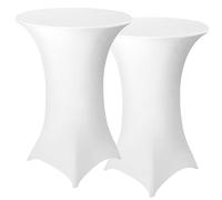 Granbest Paquete de 2 fundas de mesa para cóctel con Spandex incorporado, esquinas cuadradas, para fiesta, banquete, evento de boda, exhibición, al aire libre (Blanco, Ø 70-75cm)