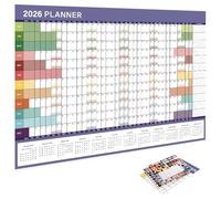 Grand Calendario 2026 | Gran formato, 74 x 51 cm, para oficina y hogar, calendario mensual de pared, organización para casa, deporte, viajes, y cumpleaños