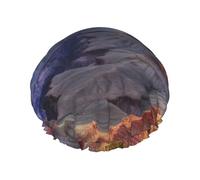 Grand Canyon - Gorro de ducha para mujeres y hombres, ajustable, reutilizable, doble capa, impermeable, forro de EVA, gorro de pelo con banda elástica para todas las longitudes de cabello