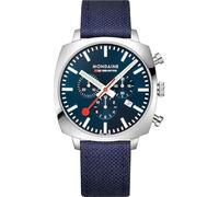 Mondaine MSL.41440.LD.Set - Reloj analógico de Cuarzo Suizo para Hombre con Correa Textil de Botellas de Pet recicladas, Plateado/Azul, Correa