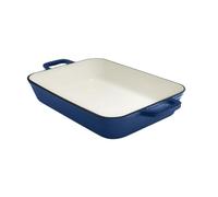 GRAND FEU Cazuela Rectangular de hierro fundido esmaltado para Lasaña, Platos para Horno - Molde para Gratinar Fuente de Cocinar elegante y minimalista con revestimiento de esmalte - 3,2 L, Azul