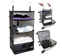 Grand Fusion Housewares Organizador de Maletas con Sistema de Equipaje portátil (estantes de Viaje Colgantes y Organizador de Cubos de Embalaje) Pequeña Negro