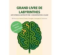 GRAND LIVRE DE LABYRINTHES: Anti-Stress & Concentration • Motricité Fine - Gros Caractères (80 Parcours Variés & Solutions)