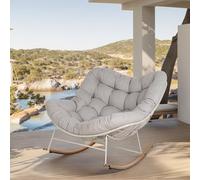 Grand patio Mecedora para jardín, columpio, salón, silla de relax con acolchado, soporta hasta 150 kg, para jardín, dormitorio, salón, esquina, porche, color blanco crema