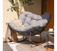 Grand patio Mecedora para jardín, columpio, salón, silla de relax con acolchado, soporta hasta 150 kg, para jardín, dormitorio, salón, esquina, porche, gris claro