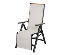 Grand patio Silla Plegable con Reposapiés, Silla Reclinable de Aluminio, Ligera, Respaldo Alto Ajustable de 6 Posiciones, Textil, Tumbona de jardín para Interiores, Exteriores (Beige)