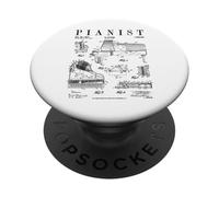 Grand Piano Old Vintage Patent Pianist Dibujo Print PopSockets PopGrip Adhesivo