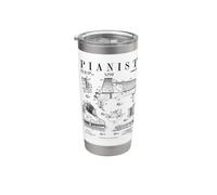 Grand Piano Old Vintage Patent Pianist Dibujo Print Vaso térmico de acero inoxidable de doble pared