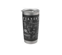 Grand Piano Old Vintage Patent Pianist Dibujo Print Vaso térmico de acero inoxidable de doble pared