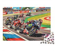 Grand Prix Puzzle 1000 Piezas Reciclado Material Motorcycle Race Puzzle for Chico & Chica Divertido Present & Actividad for Home Ideal for Child‘s Birthday Regalo 38x26cm/1000pcs