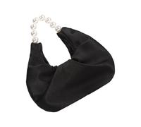 Grand Sateen Fog Bolso moldeado con cinturón de cadena desmontable, excelente para incidentes formales, excursiones informales, bolso de noche de piedra de satén para mujer, Black, One Size