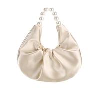 Grand Sateen Fog Bolso moldeado con cinturón de cadena desmontable, excelente para incidentes formales, excursiones informales, bolso de noche de piedra de satén para mujer, champán, One Size