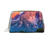 Grand Teton National Park - Bolsa de maquillaje de piel con cremallera para artículos diversos, estuche para bolígrafos, White, Talla única