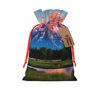 Grand Teton National Park - Bolsa de Navidad con estampado de parque nacional, bolsa de regalo festiva, bolsa de regalo de Navidad con cordón, regalo de decoración