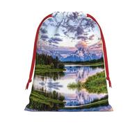 Grand Teton National Park - Bolsa de regalo con cordón de Navidad impresa, una opción conveniente para empaquetar pequeños regalos