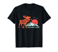 Grand Teton National Park Moose & Mountains Typography Camiseta