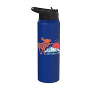 Grand Teton National Park Moose & Mountains Typography Stainless Steel Insulated Water Bottle