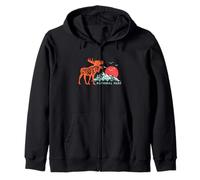 Grand Teton National Park Moose & Mountains Typography Sudadera con Capucha