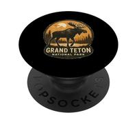 Grand Teton National Park - Recuerdo de viaje retro con alce PopSockets PopGrip Adhesivo