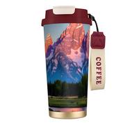 Grand Teton National Park - Taza de café de acero con estampado de Parque Nacional, termo de café al aire libre, taza de camping con tapa a prueba de fugas, tazas portátiles para mantener el calor y
