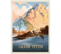 Grand Teton National Park: Winter Hush, póster vintage, rompecabezas de 1000 piezas premium para adultos
