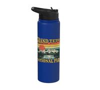 Grand Teton National Park Wyoming Retro Vintage Al aire libre Stainless Steel Insulated Water Bottle