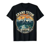Grand Teton National Park Wyoming Vintage Wilderness Emblema Camiseta
