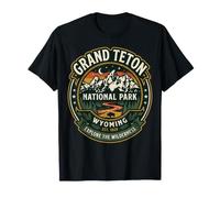 Grand Teton National Park Wyoming Vintage Wilderness Emblema Camiseta
