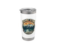 Grand Teton National Park Wyoming Vintage Wilderness Emblema Vaso térmico de acero inoxidable de doble pared