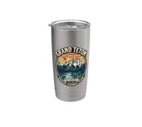 Grand Teton National Park Wyoming Vintage Wilderness Emblema Vaso térmico de acero inoxidable de doble pared