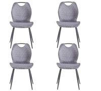 GrandCA HOME Ensemble de 4 Chaises de Salle à Manger, Chaise de Salle à Manger Rembourrée, Chaise de Cuisine Nordique Avec Poignées, Pieds en Métal, Chaises à Motif Losange (Gris)