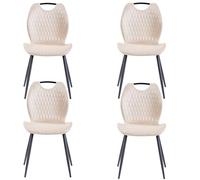 GrandCA HOME Ensemble de 4 Chaises de Salle à Manger, Chaise de Salle à Manger Rembourrée, Chaise de Cuisine Nordique Avec Poignées, Pieds en Métal, Chaises à Motif Losange (Kaki)