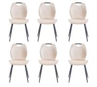 GrandCA HOME Ensemble de 6 Chaises de Salle à Manger, Chaise de Salle à Manger Rembourrée, Chaise de Cuisine Nordique Avec Poignées, Pieds en Métal, Chaises à Motif Losange (Kaki)